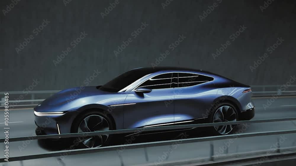 fast-moving EV Electric Car on the road, Electric Car Speed Test in Tunnel fast-moving EV Electric Car on the road, Electric Car Speed Test in Tunnel