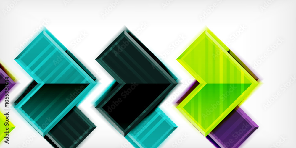 Arrow symbols created with 3d effects and line texture geometric abstract background