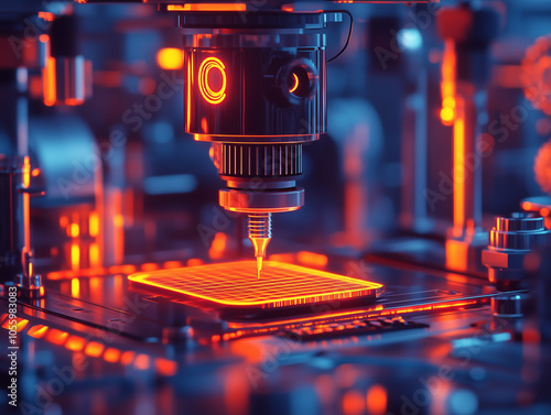 Futuristic Circuit Board with Glowing Neon Elements