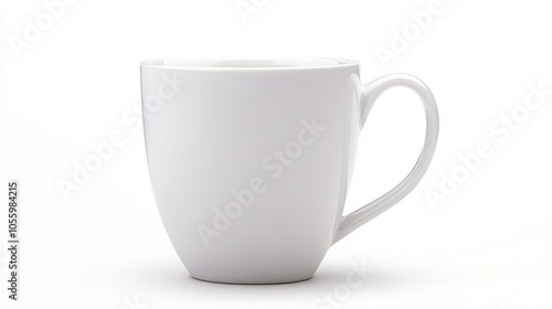 isolated white coffee mug set against a clean white background, highlighting simplicity and minimalism in everyday objects