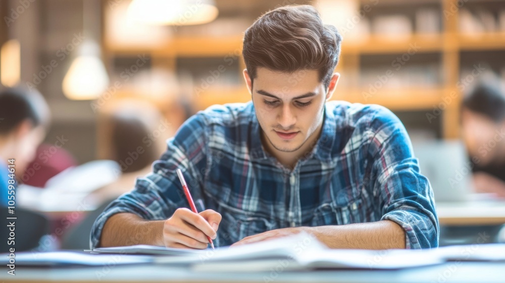 A student setting up for preparation with a clear and organized study table. A student setting up for preparation with a clear and organized study table.
