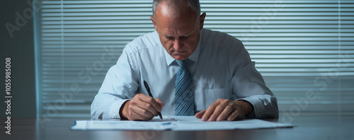 focused business leader signing documents at boardroom table