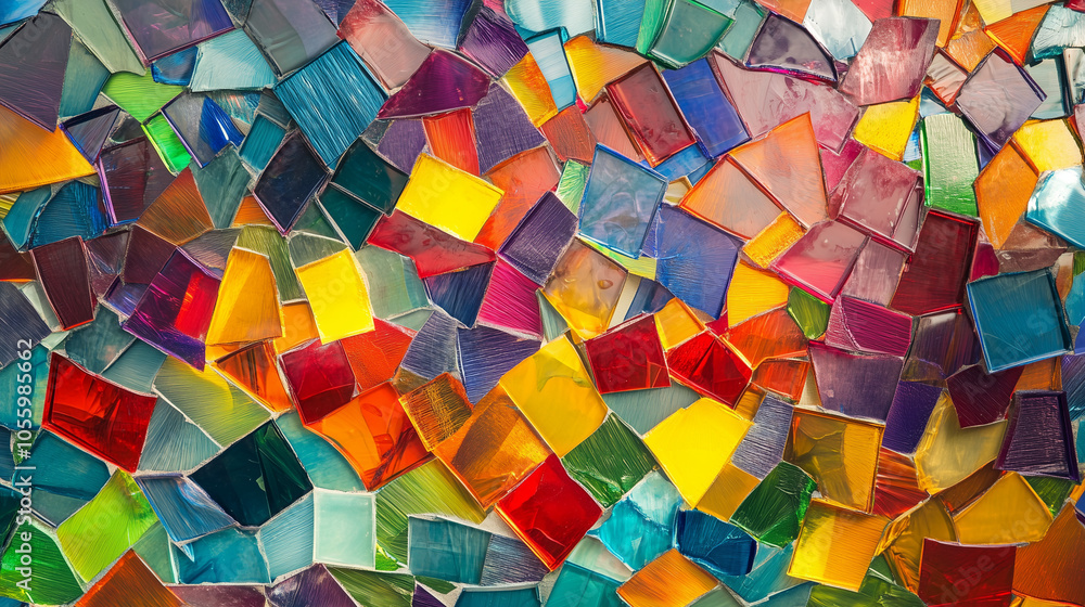 Colorful mosaic glass fragments in abstract pattern Colorful mosaic glass fragments in abstract pattern
