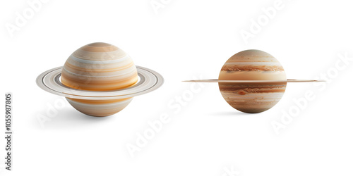 Realistic Saturn Model on a Transparent Background photo