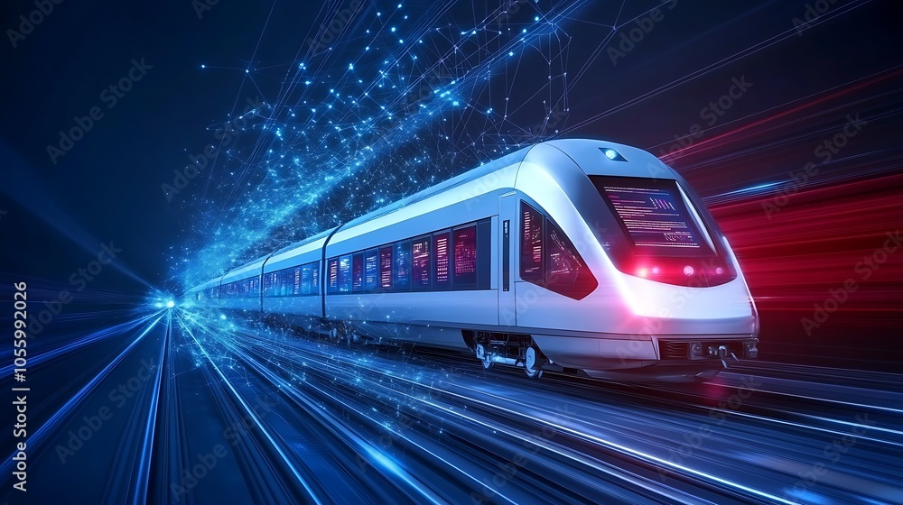 Fototapeta premium Dynamic Futuristic Train Illustration in Motion