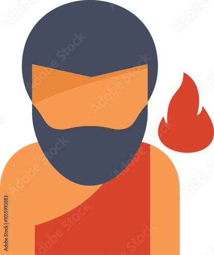 Vector illustration of the greek god hephaestus holding fire, representing metallurgy, blacksmithing, and craftsmanship