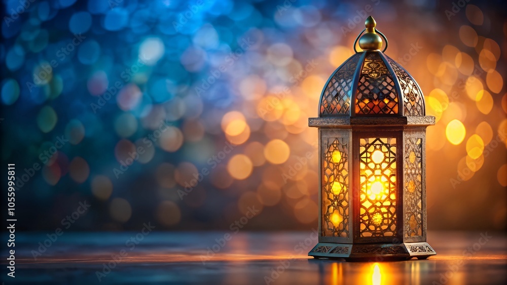 ornamental arabic lantern with burning candle glow ornamental arabic lantern with burning candle glow
