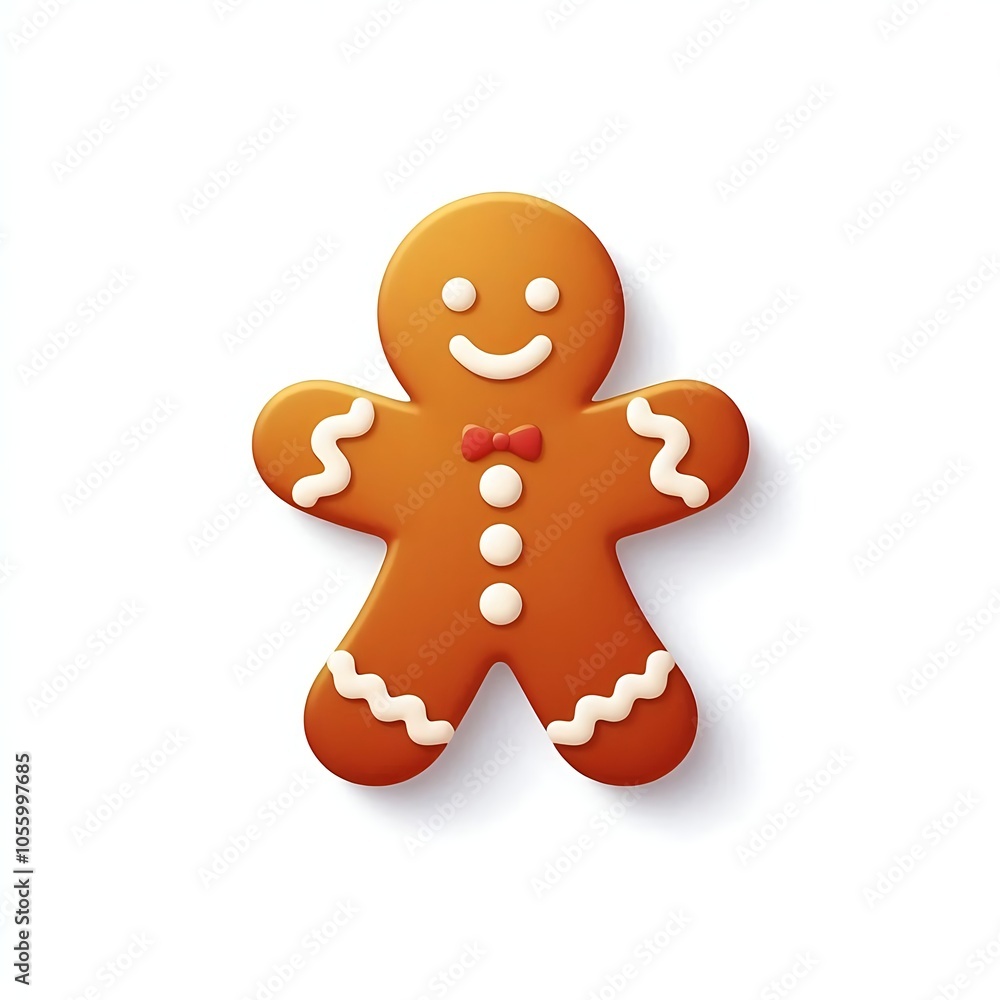 Gingerbread Man Cookie with Icing – Flat Isolated Christmas Illustration on White Background Gingerbread Man Cookie with Icing – Flat Isolated Christmas Illustration on White Background