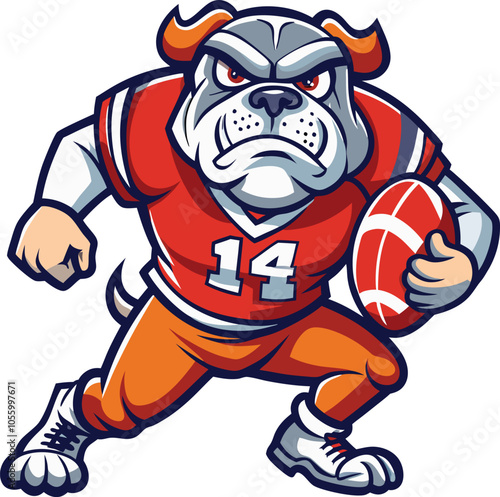 Cute Bulldog Football Player Cartoon Design