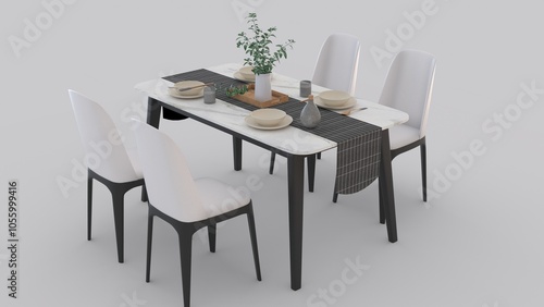 simple dining table with white background