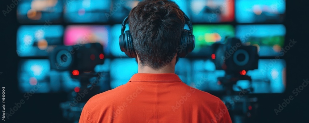 Digital media experts working across platforms, bold tech setup, focus on cross-media content, media creation, digital expertise Digital media experts working across platforms, bold tech setup, focus on cross-media content, media creation, digital expertise