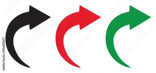 Black and red curved arrows set with directional icons