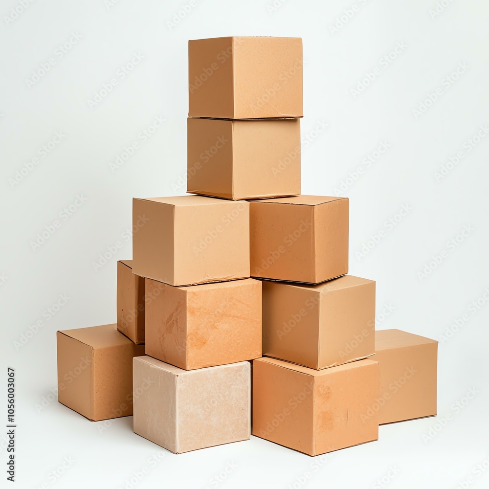 Stacked cardboard boxes on white background Stacked cardboard boxes on white background