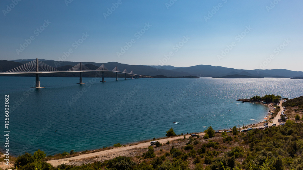 Pelješac Bridge connecting mainland to Pelješac Peninsula in Croatia Pelješac Bridge connecting mainland to Pelješac Peninsula in Croatia