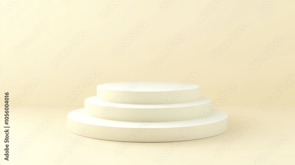 white podium against yellow background with arch and columns white podium against yellow background with arch and columns