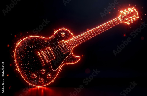 Sparking Electric Guitar - Rock, Technology, Spark, Current, Energy, Breakthrough, Contrast Background, Music