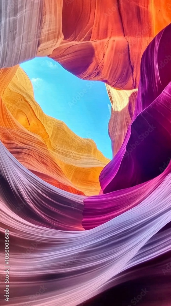 Obraz premium A colorful canyon with a blue sky above
