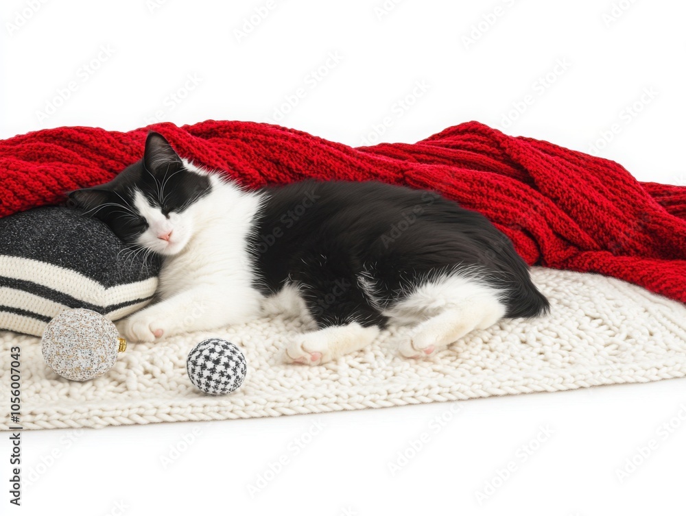 Cozy Kitten Nestled Among Holiday Decorations Cozy Kitten Nestled Among Holiday Decorations
