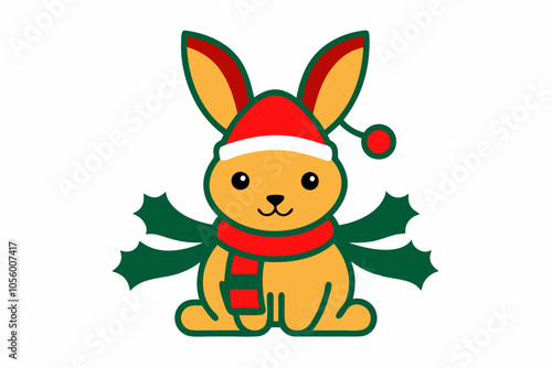 A cute baby Rabbit with Christmas Costume