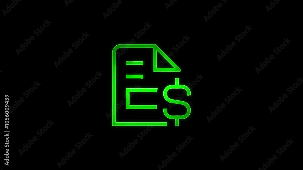 The appearance of the neon symbol file invoice dollar. The appearance of the neon symbol file invoice dollar.