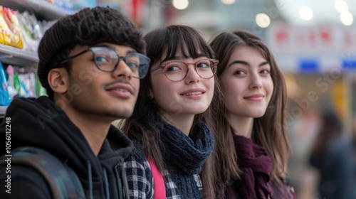 Joyful Youth in Urban Retail Space: Modern Lifestyle and Fashion Trends. Generative ai