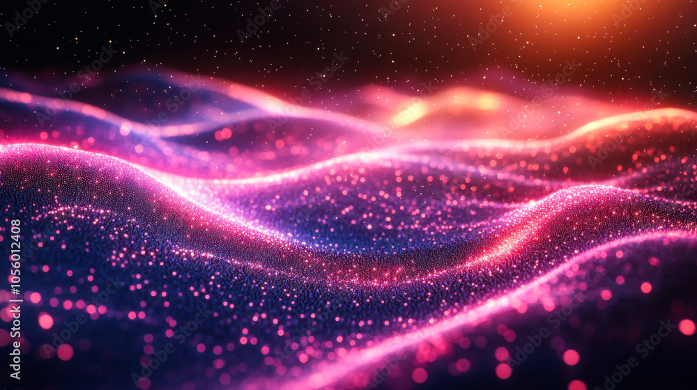 A mesmerizing view of glowing waves under a starlit sky inviting curiosity and wonder A mesmerizing view of glowing waves under a starlit sky inviting curiosity and wonder