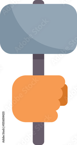 Construction worker holding a sledgehammer, flat icon design illustration on white background