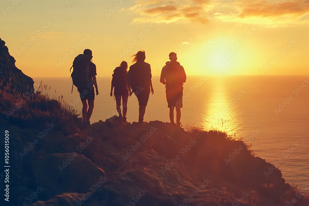 Man and woman walking together holding hands at sunset. People love and relationships.
Man and woman walking together holding hands at sunset. People love and relationships.