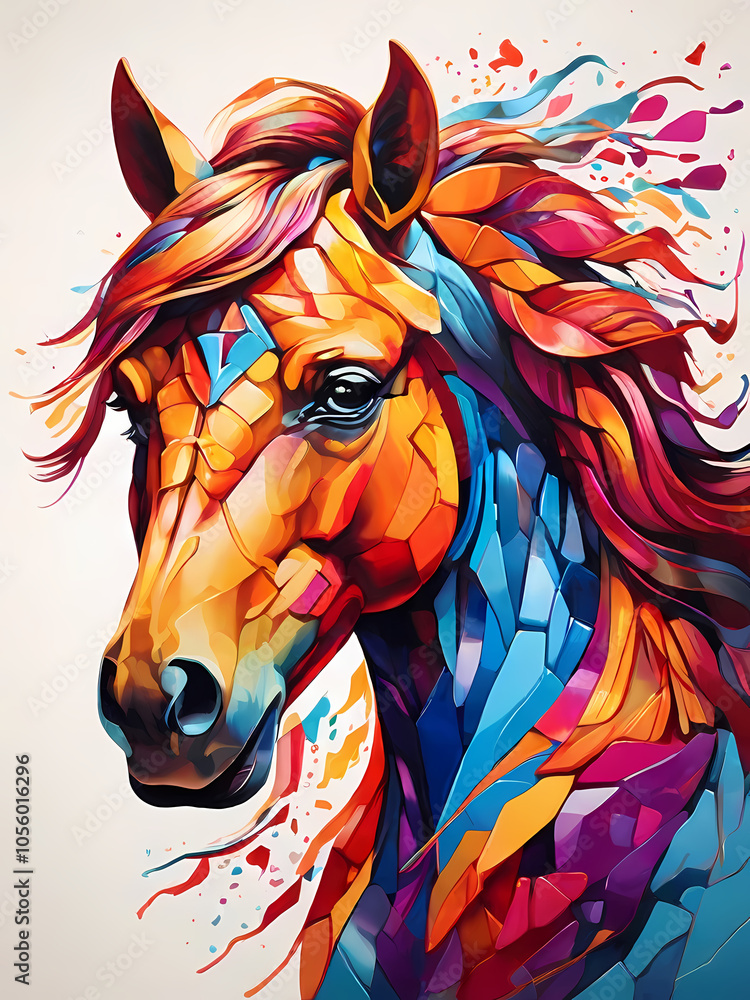 A vibrant and striking illustration of a horse’s head, adorned with a spectrum of vivid colors that create a dynamic and eye-catching visual effect. A vibrant and striking illustration of a horse’s head, adorned with a spectrum of vivid colors that create a dynamic and eye-catching visual effect.