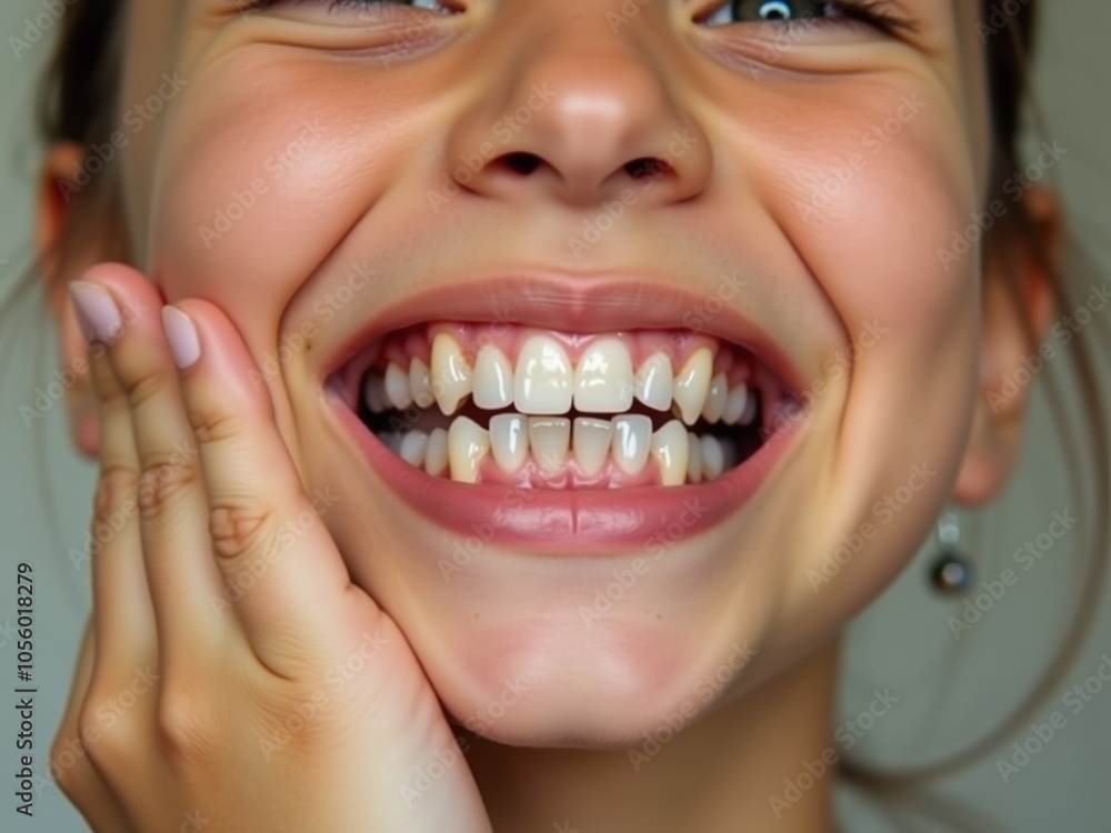 Obraz premium A Young Girl Shows off Her Radiant Smile While Posing at Home, Capturing a Moment of Joy and Confidence in Her Everyday Life