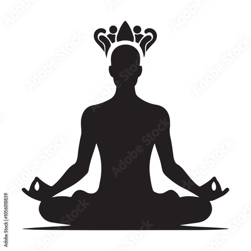 Person meditating silhouette vector black color white background 