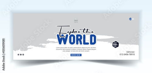 Travel company social media cover template travel agency vector design template design