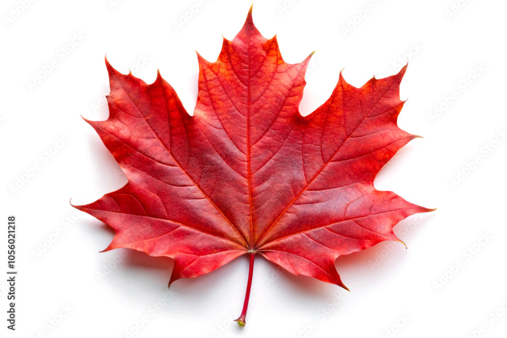 Red maple leaf isolated over white background. Created with Generative AI Red maple leaf isolated over white background. Created with Generative AI