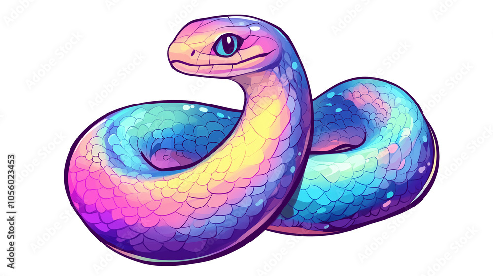 Fototapeta premium Vector art Cute snake with colorful gradient colors