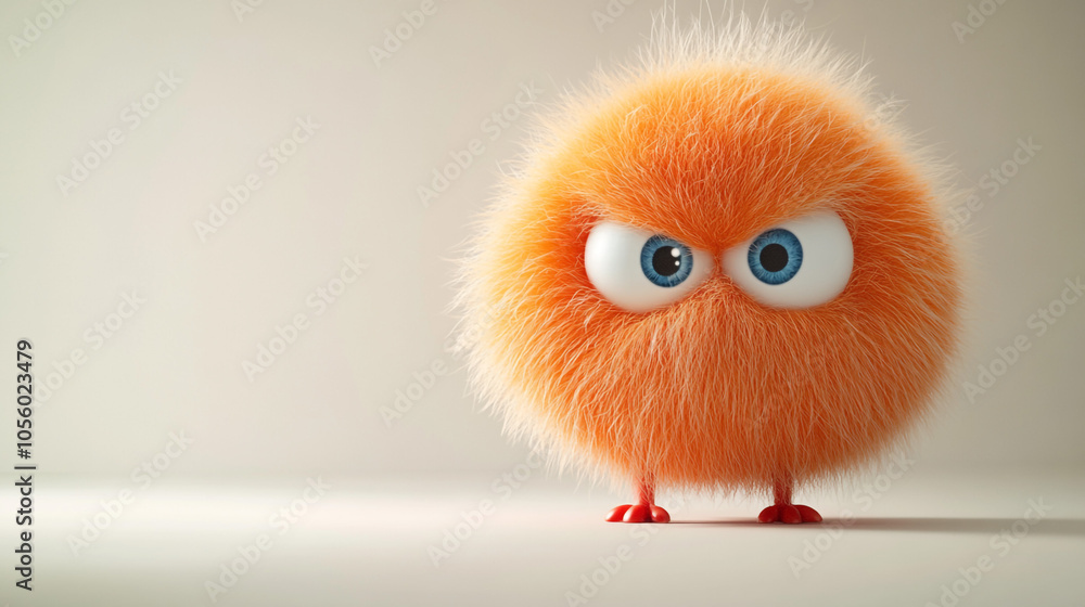 Cute Orange Fluffy Character with Angry Expression Cute Orange Fluffy Character with Angry Expression