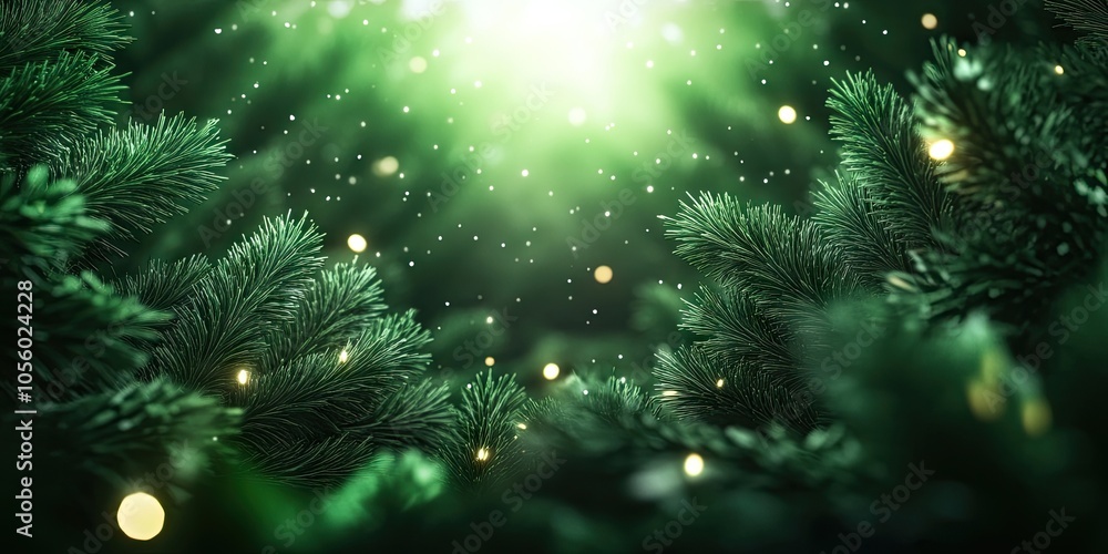 Fototapeta premium Christmas background featuring lush fir branches on a clean white backdrop, ideal for seasonal greeting cards and festive designs.