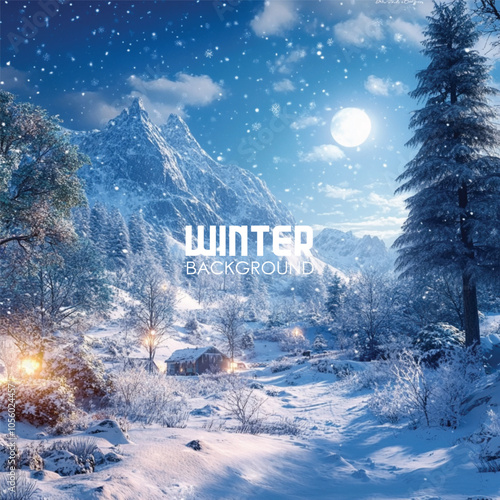 winter landscape with christmas tree