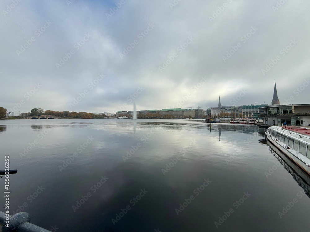 Alster Lake in Hamburg cityscape Alster Lake in Hamburg cityscape