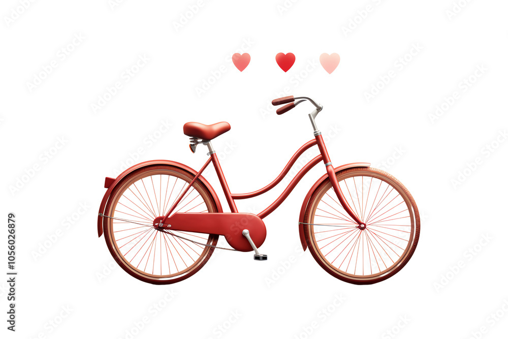 Fototapeta premium A vintage red bicycle with stylish wheels, perfect for leisurely rides and urban exploration.