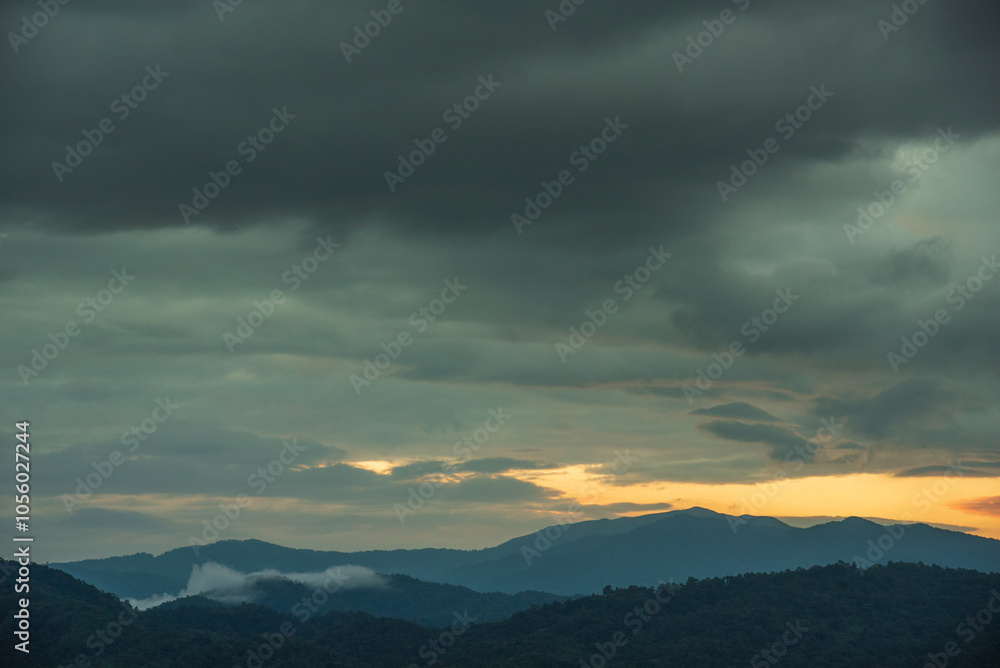 Beautiful Mountain landscape foggy windy mountain range green landscape asian farm. Amazing Landscape mountain green field meadow white cloud blue sky on sunrise. Countryside sunlight heaven scenery Beautiful Mountain landscape foggy windy mountain range green landscape asian farm. Amazing Landscape mountain green field meadow white cloud blue sky on sunrise. Countryside sunlight heaven scenery