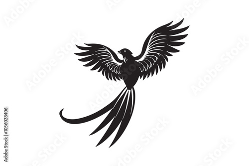 Resplendent Quetzal Silhouette vector illustration, Resplendent Quetzal Silhouette 