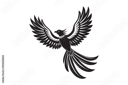 Resplendent Quetzal Silhouette vector illustration, Resplendent Quetzal Silhouette 