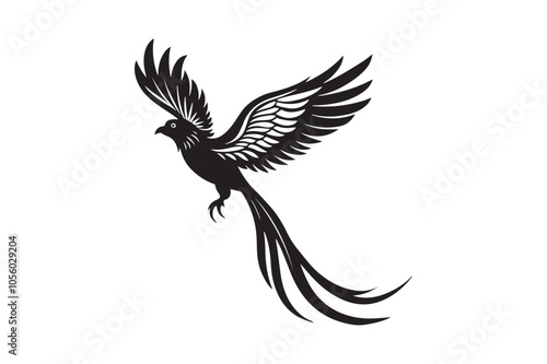 Resplendent Quetzal Silhouette vector illustration, Resplendent Quetzal Silhouette 