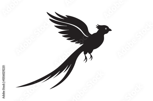Resplendent Quetzal Silhouette vector illustration, Resplendent Quetzal Silhouette 