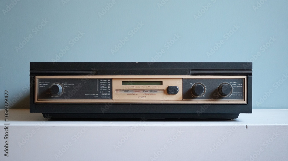Obraz premium Vintage Radio Receiver with Analog Dial and Knobs