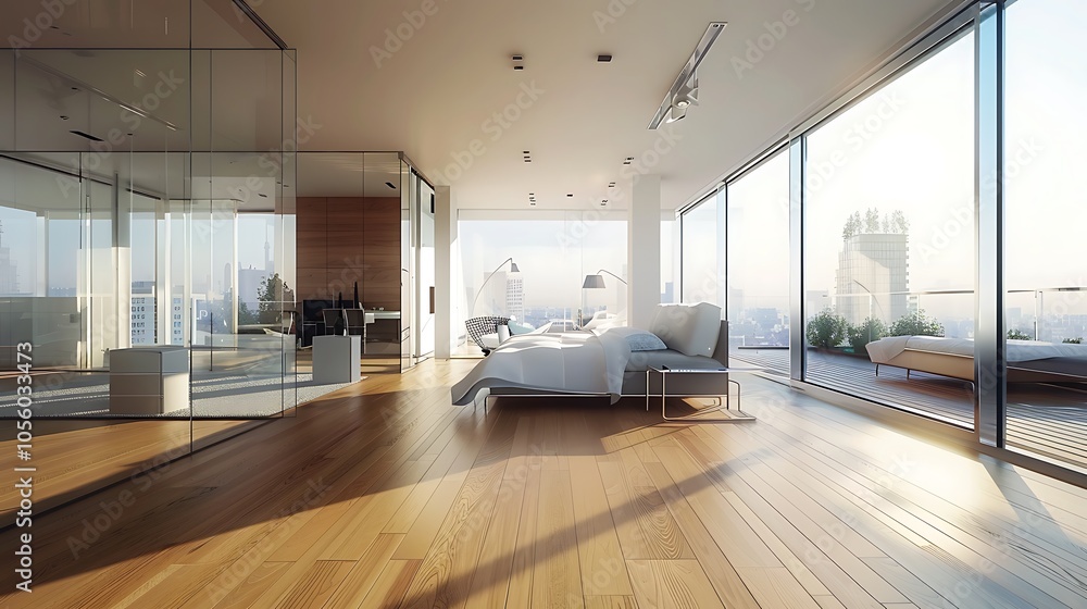 Naklejka premium Modern Interior of Stylish Living Room ,Wall Mock Up, Frame , Poster with Beautiful Background, 3d render