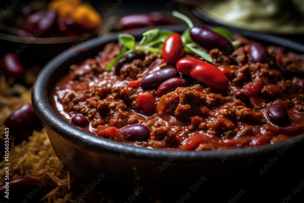 Close up of a chili con carne Close up of a chili con carne