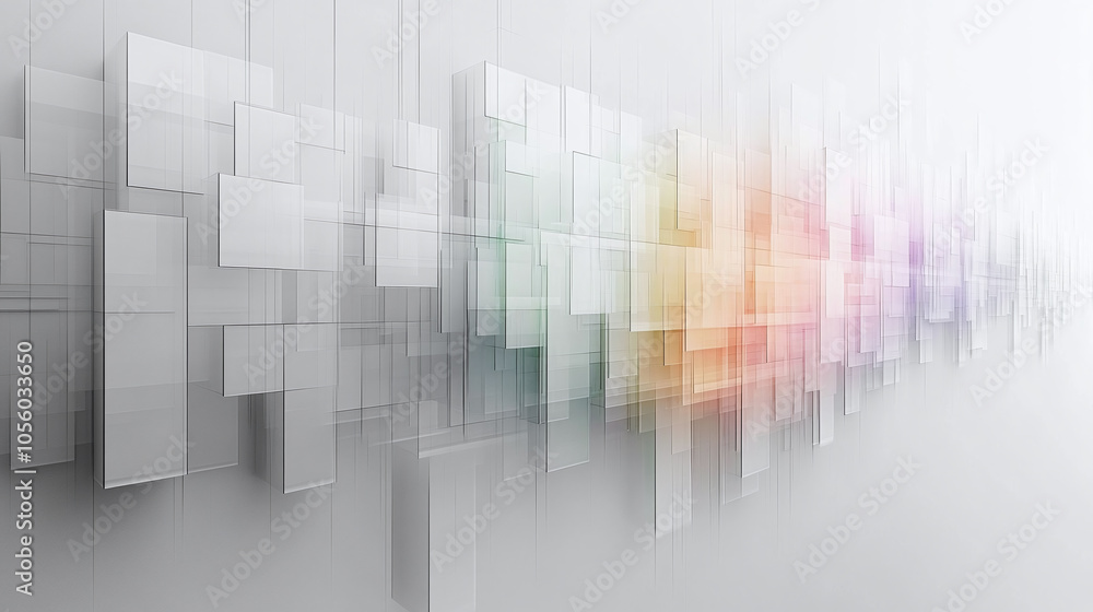 Fototapeta premium Translucent Geometric Forms Float and Interact, Creating a Captivating Visual Experience