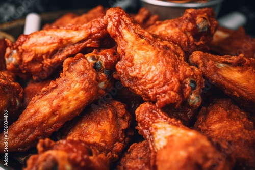 Close up of fried chicken wings