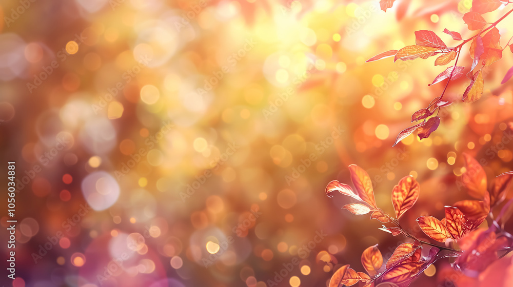 Out-of-focus blurred autumn background with leaves and bokeh, room for text copy. Out-of-focus blurred autumn background with leaves and bokeh, room for text copy.
